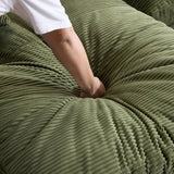 Green Corduroy Foam Compressed 4-Seat Sofa With Pillows - Omega Lifestyles
