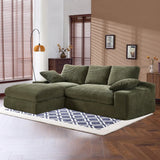 Green Corduroy Foam Compressed 4-Seat Sofa With Pillows - Omega Lifestyles