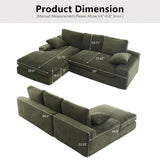 Green Corduroy Foam Compressed 4-Seat Sofa With Pillows - Omega Lifestyles