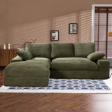 Green Corduroy Foam Compressed 4-Seat Sofa With Pillows - Omega Lifestyles