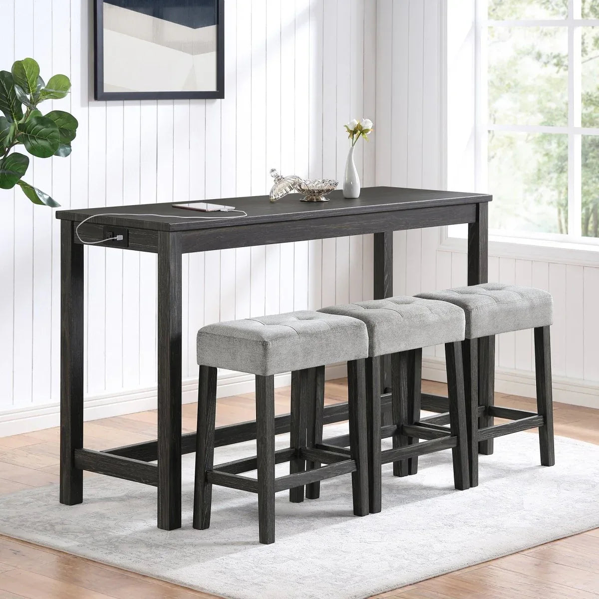 Industrial Solid Wood MDF 4-Piece Bar Table Set - Omega Lifestyles