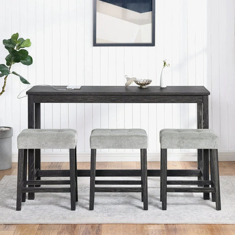 Industrial Solid Wood MDF 4-Piece Bar Table Set - Omega Lifestyles