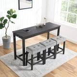 Industrial Solid Wood MDF 4-Piece Bar Table Set - Omega Lifestyles