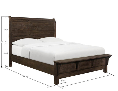 King Brown Engineered Wood Modern Rustic Sleigh Bed - Blissora - Omega Lifestyles