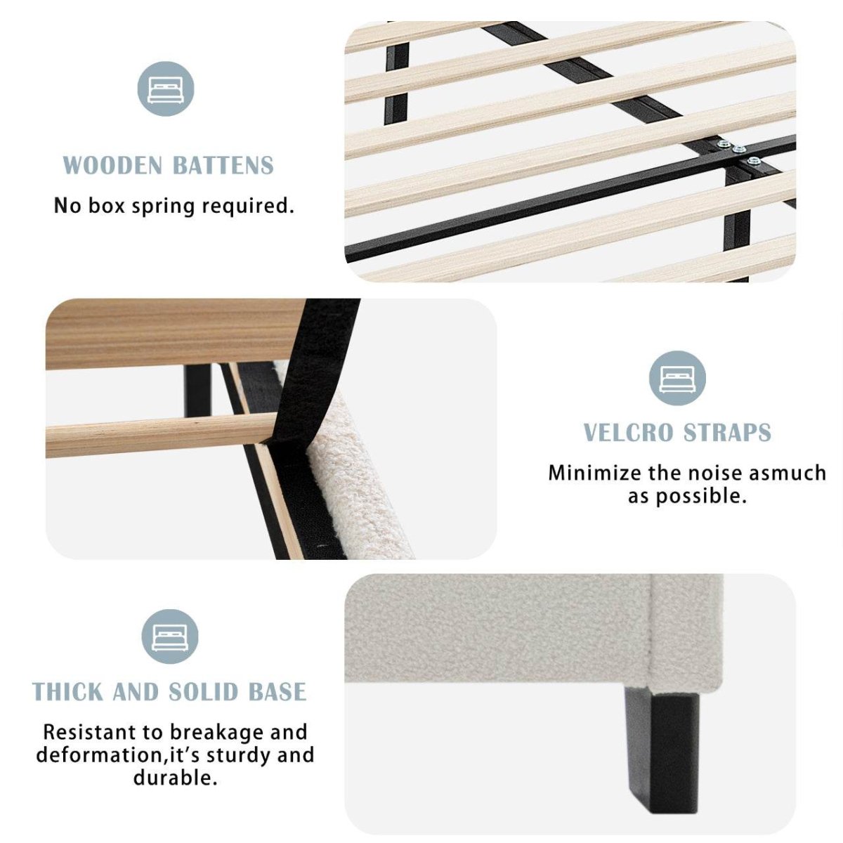 King Teddy Velvet Upholstered Platform Bed Frame - Blissora - Omega Lifestyles