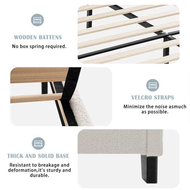 King Teddy Velvet Upholstered Platform Bed Frame - Omega Lifestyles