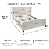 King Teddy Velvet Upholstered Platform Bed Frame - Blissora - Omega Lifestyles