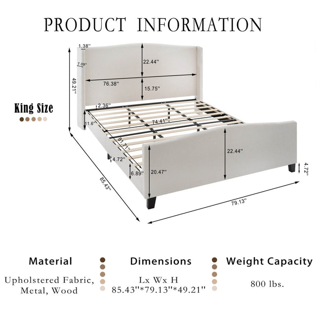 King Teddy Velvet Upholstered Platform Bed Frame - Omega Lifestyles