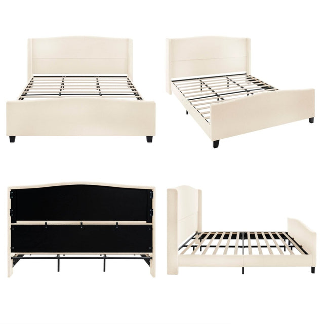 King Teddy Velvet Upholstered Platform Bed Frame - Omega Lifestyles