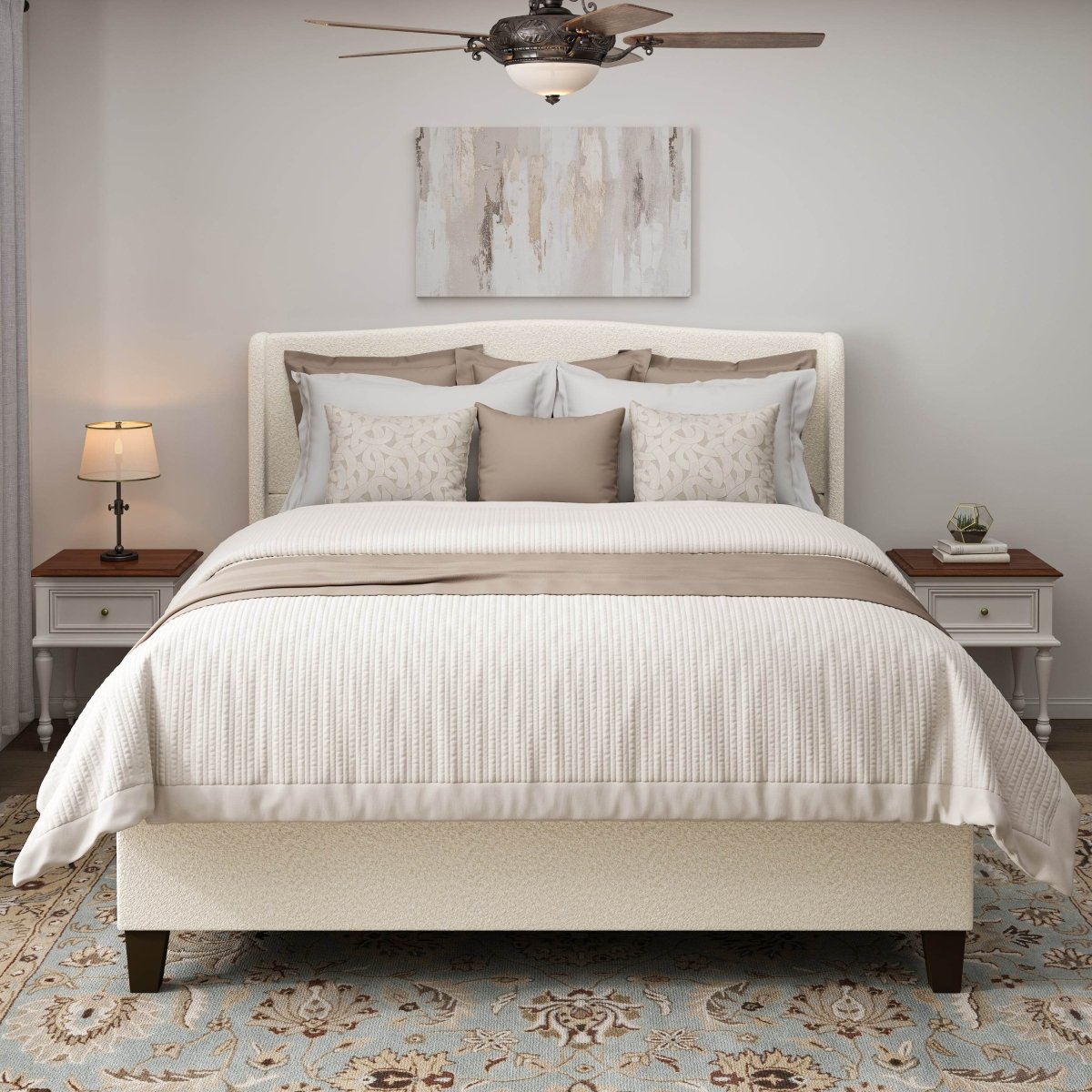 King Teddy Velvet Upholstered Platform Bed Frame - Blissora - Omega Lifestyles