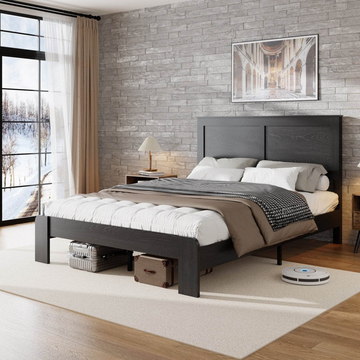 King Wood Platform Bed Frame With Understorage - Blissora - Omega Lifestyles