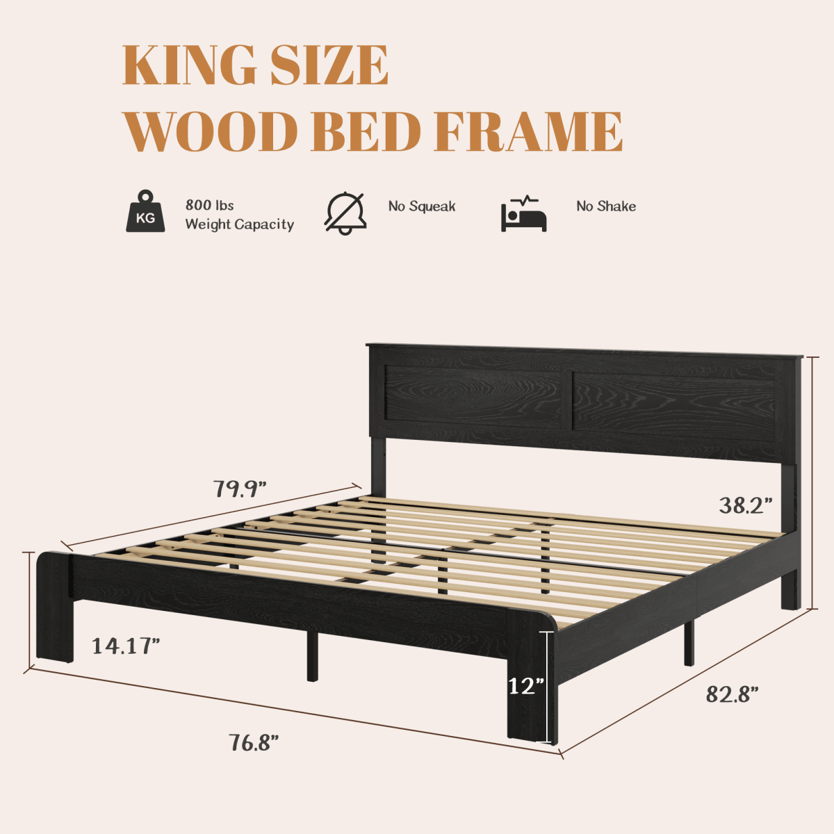 King Wood Platform Bed Frame With Understorage - Blissora - Omega Lifestyles