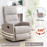 Manual Fabric Recliner Chair Grey With Swivel Rocker - Blissora - Omega Lifestyles