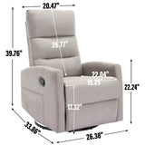 Manual Fabric Recliner Chair Grey With Swivel Rocker - Blissora - Omega Lifestyles