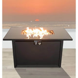 Modern Black Stainless Steel Propane Fire Pit Table - Blissora - Omega Lifestyles