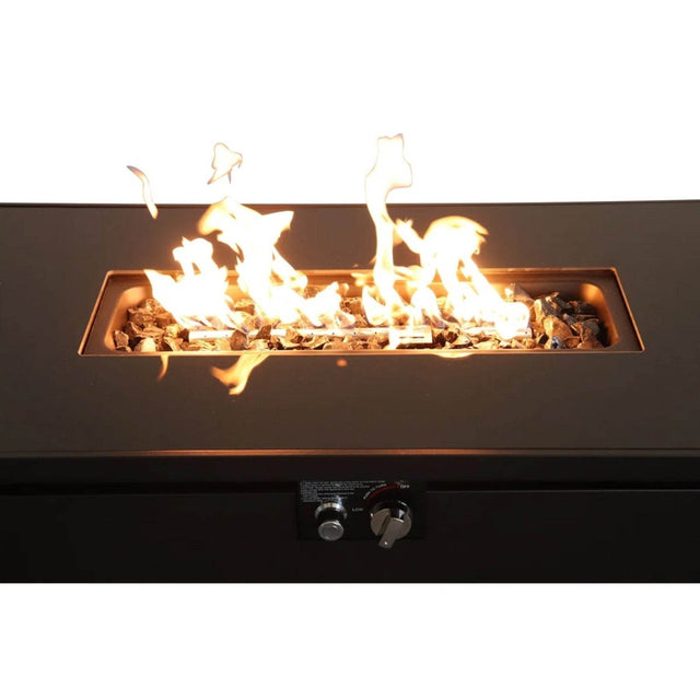Modern Black Stainless Steel Propane Fire Pit Table - Omega Lifestyles