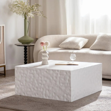 Modern Square Creamy White MDF Coffee Table - Omega Lifestyles