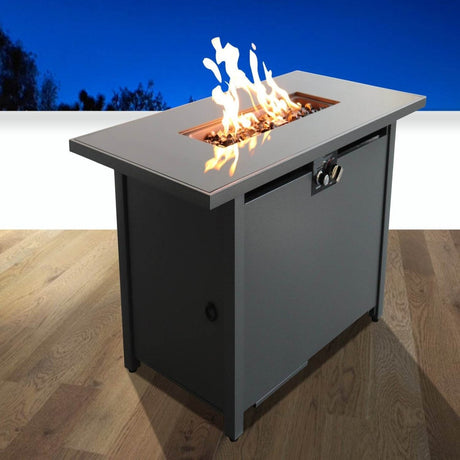 Modern Steel Outdoor Black Fire Pit Table With Lid - Blissora - Omega Lifestyles
