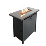Modern Steel Outdoor Black Fire Pit Table With Lid - Blissora - Omega Lifestyles