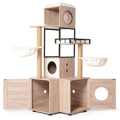 Multi - Functional Cat Tree With Litter Box And Scratching Posts - Blissora - Omega Lifestyles