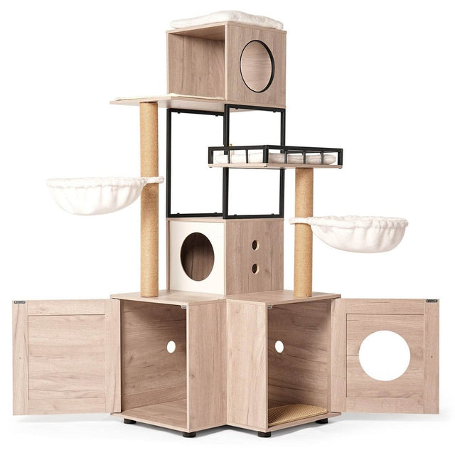 Multi-Functional Cat Tree With Litter Box And Scratching Posts - Omega Lifestyles