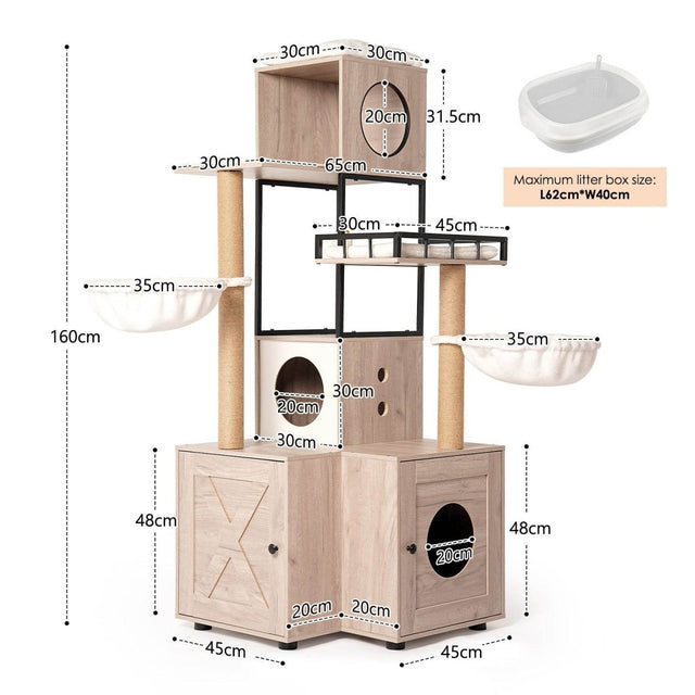 Multi-Functional Cat Tree With Litter Box And Scratching Posts - Omega Lifestyles