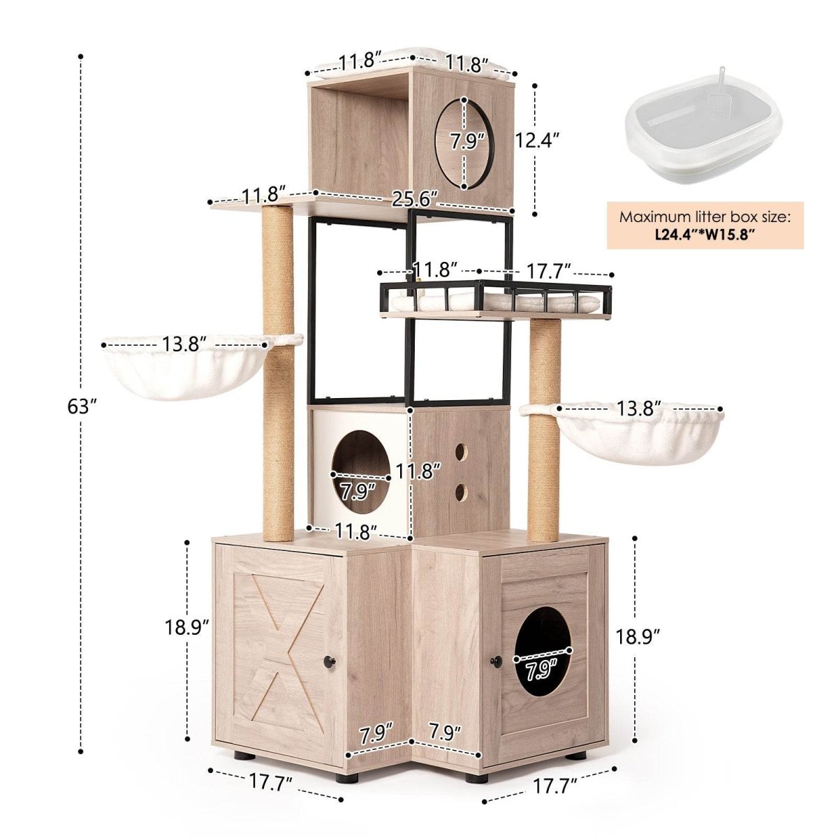 Multi - Functional Cat Tree With Litter Box And Scratching Posts - Blissora - Omega Lifestyles