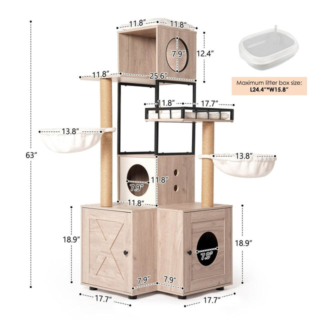 Multi-Functional Cat Tree With Litter Box And Scratching Posts - Omega Lifestyles