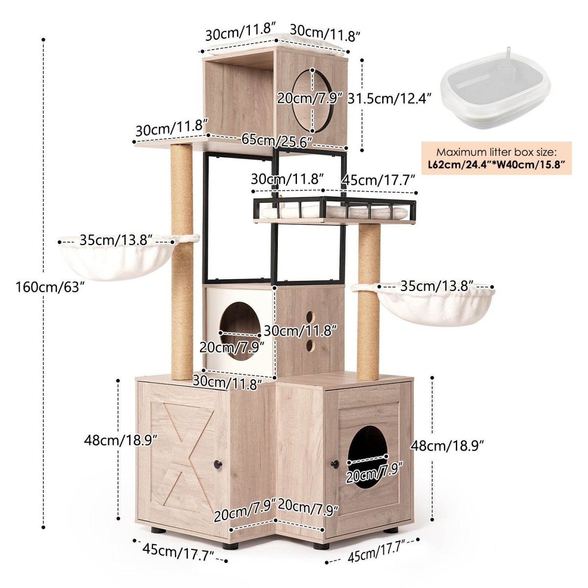 Multi - Functional Cat Tree With Litter Box And Scratching Posts - Blissora - Omega Lifestyles