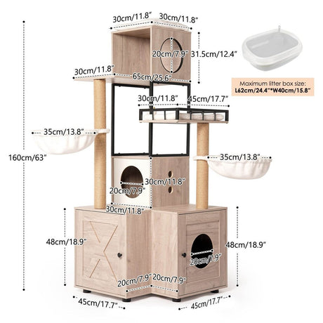 Multi - Functional Cat Tree With Litter Box And Scratching Posts - Blissora - Omega Lifestyles