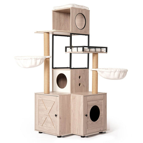 Multi - Functional Cat Tree With Litter Box And Scratching Posts - Blissora - Omega Lifestyles