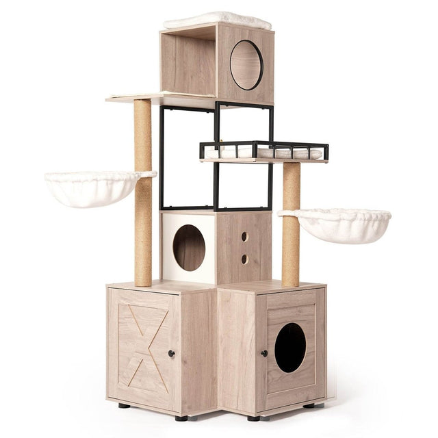 Multi-Functional Cat Tree With Litter Box And Scratching Posts - Omega Lifestyles