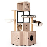 Multi - Functional Cat Tree With Litter Box And Scratching Posts - Blissora - Omega Lifestyles