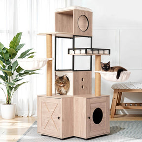 Multi-Functional Cat Tree With Litter Box And Scratching Posts - Omega Lifestyles