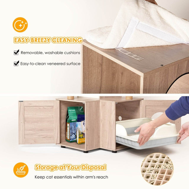 Multi-Functional Cat Tree With Litter Box And Scratching Posts - Omega Lifestyles