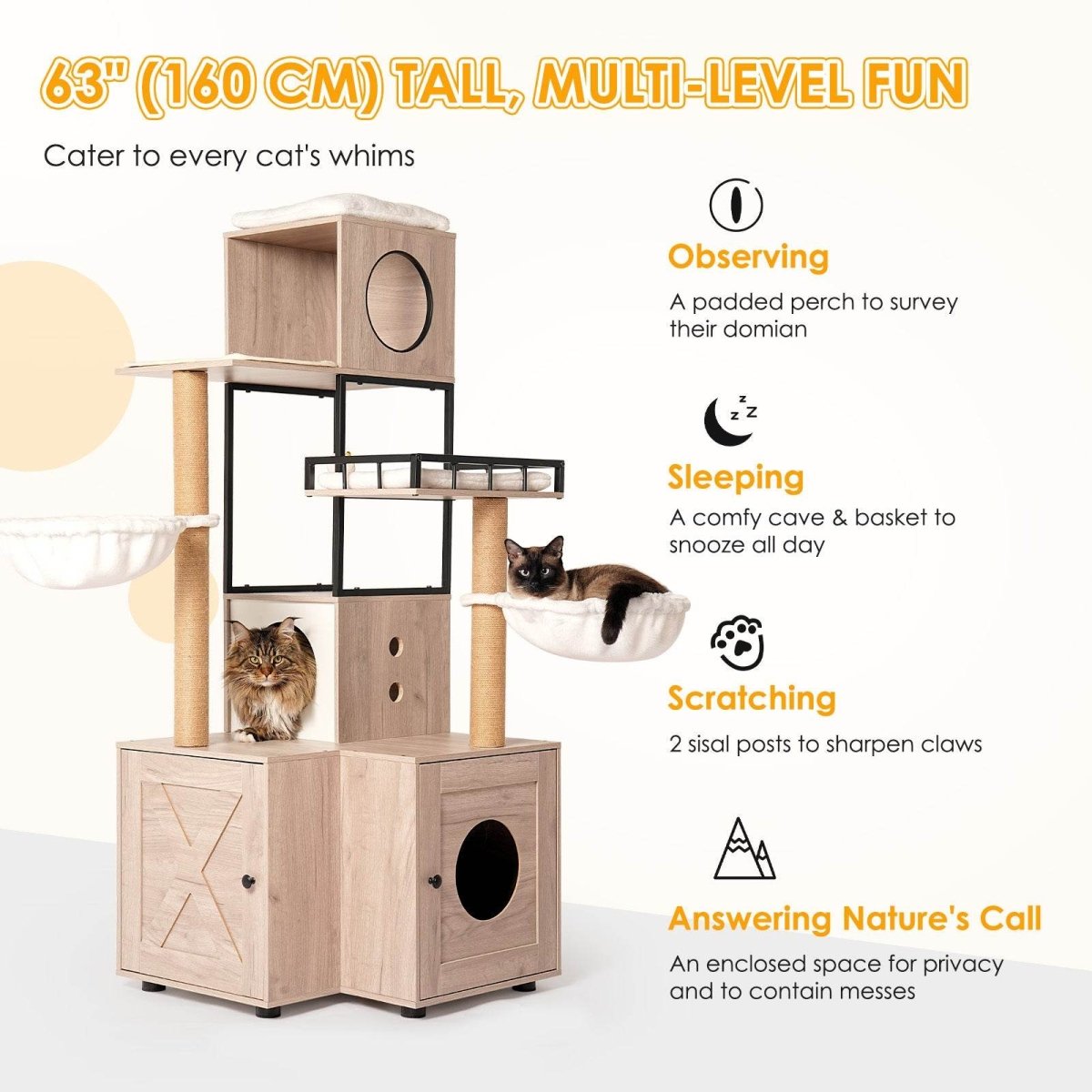 Multi - Functional Cat Tree With Litter Box And Scratching Posts - Blissora - Omega Lifestyles