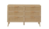 Natural 6-Drawer Rattan Cabinet Dresser With Storage - Sleep Galleria