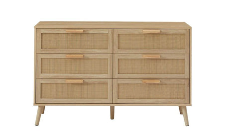 Natural 6-Drawer Rattan Cabinet Dresser With Storage - Sleep Galleria