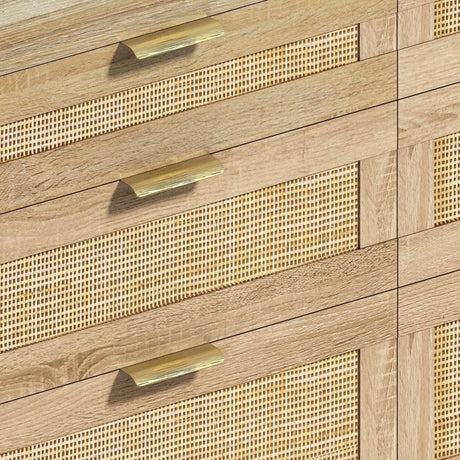 Natural Rattan 6-Drawer MDF And Metal Dresser - Sleep Galleria