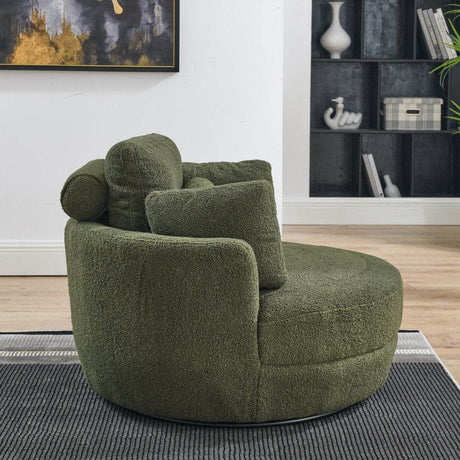 Oversized Upholstered Swivel Chair With Storage Ottoman - Omega Lifestyles