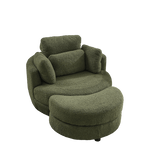 Oversized Upholstered Swivel Chair With Storage Ottoman - Omega Lifestyles