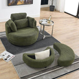 Oversized Upholstered Swivel Chair With Storage Ottoman - Omega Lifestyles