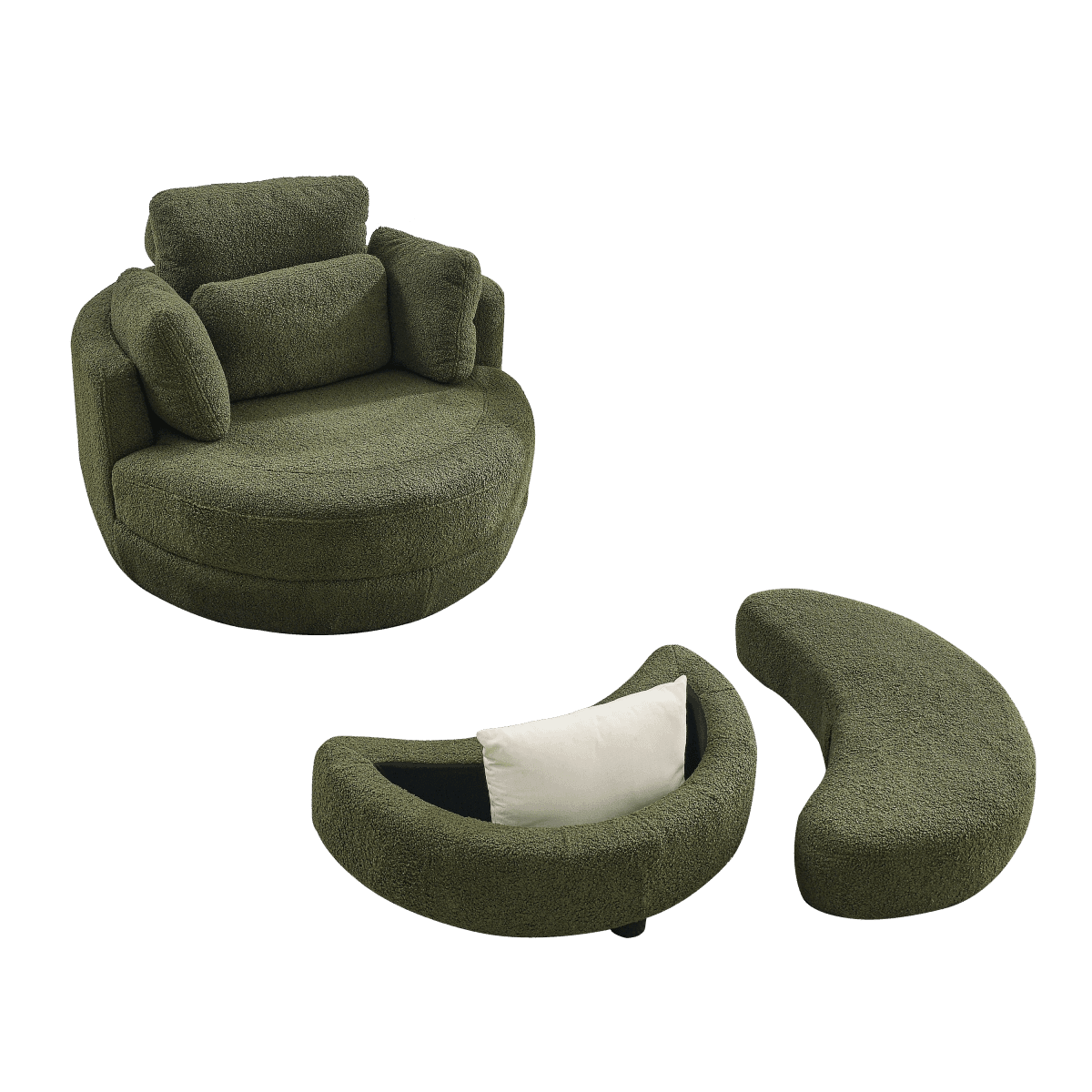 Oversized Upholstered Swivel Chair With Storage Ottoman - Omega Lifestyles