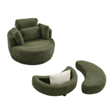 Oversized Upholstered Swivel Chair With Storage Ottoman - Omega Lifestyles