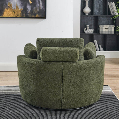 Oversized Upholstered Swivel Chair With Storage Ottoman - Omega Lifestyles