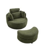 Oversized Upholstered Swivel Chair With Storage Ottoman - Omega Lifestyles