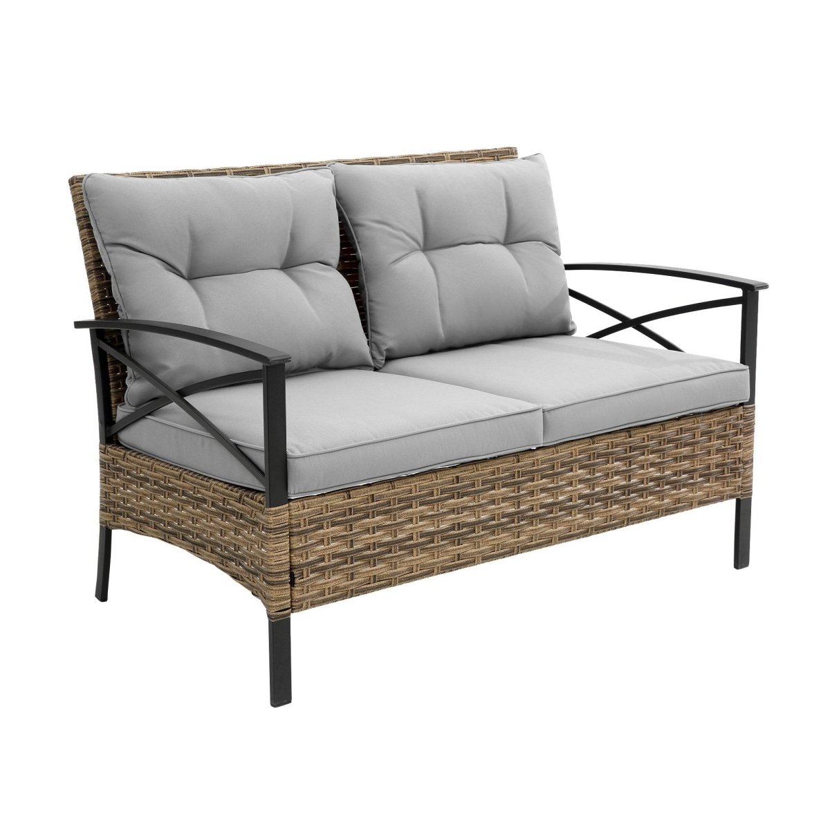 Patio 4 - Piece Grey Steel Outdoor Dining Sofa Set - Blissora - Omega Lifestyles