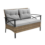 Patio 4 - Piece Grey Steel Outdoor Dining Sofa Set - Blissora - Omega Lifestyles