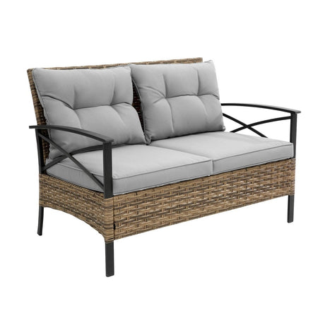 Patio 4 - Piece Grey Steel Outdoor Dining Sofa Set - Blissora - Omega Lifestyles