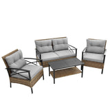 Patio 4 - Piece Grey Steel Outdoor Dining Sofa Set - Blissora - Omega Lifestyles